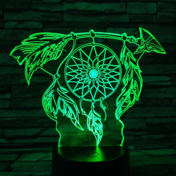 Indián amulett 7 színű 3D led lámpa