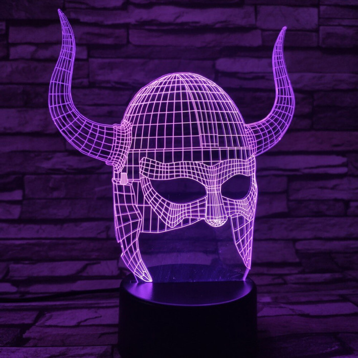 Viking sisak 7 színű 3D led lámpa