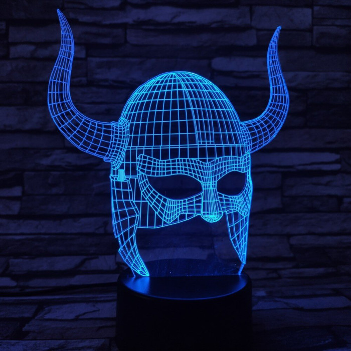 Viking sisak 7 színű 3D led lámpa