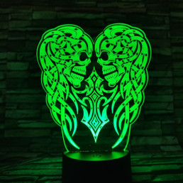 Koponya angyalszárny 7 színű 3D led lámpa