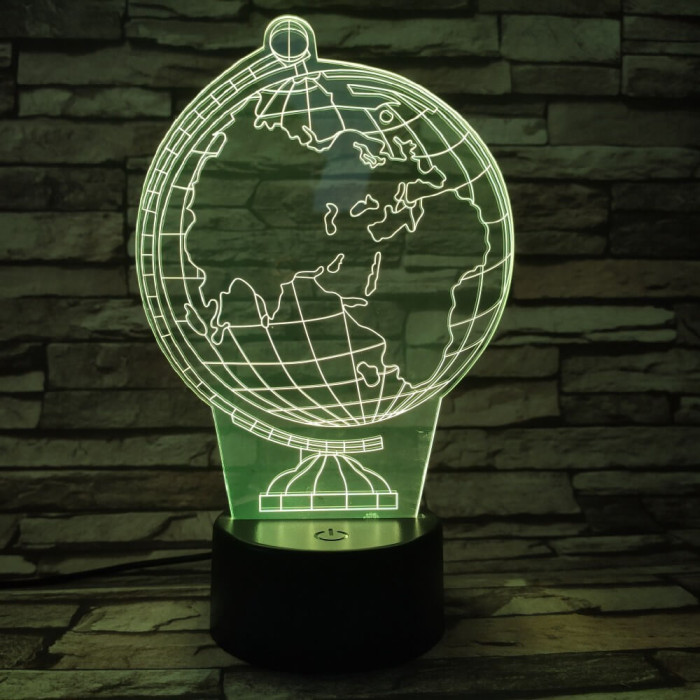 Földgömb 7 színű 3D led lámpa