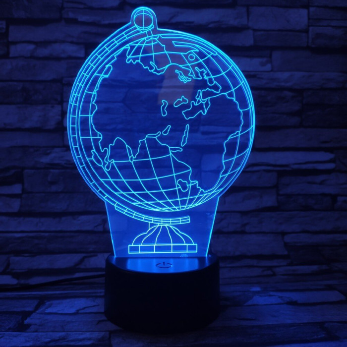 Földgömb 7 színű 3D led lámpa