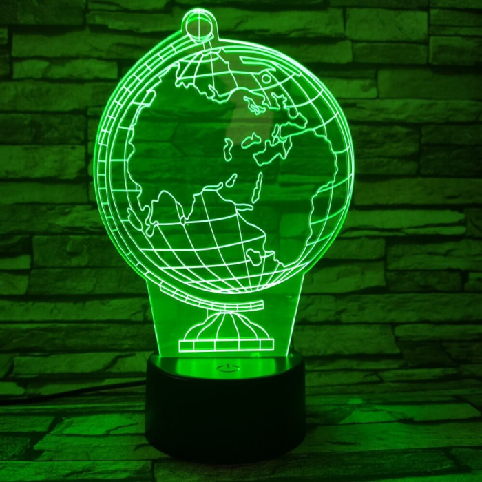 Földgömb 7 színű 3D led lámpa