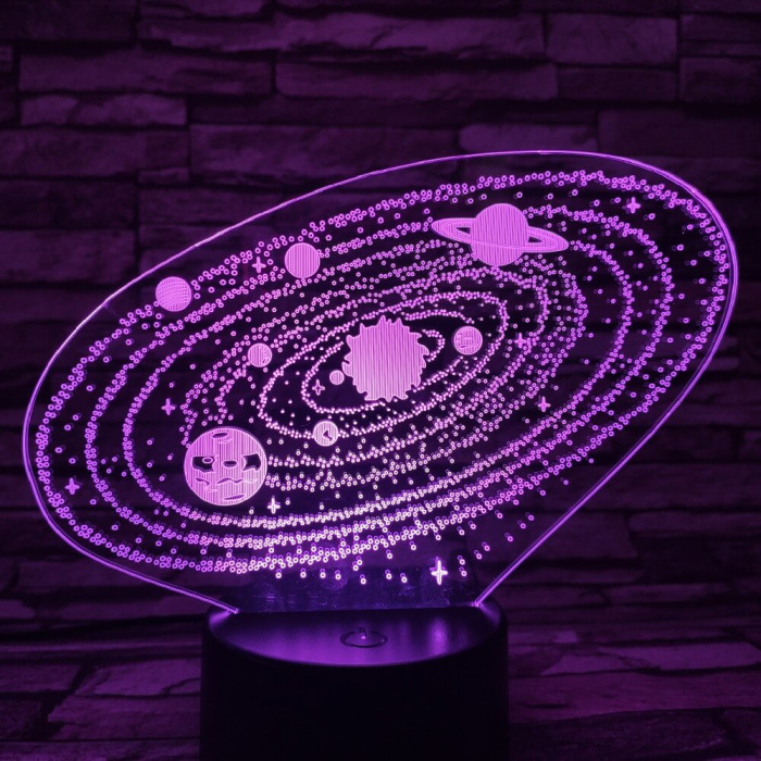 Bolygók 7 színű 3D led lámpa