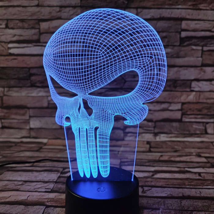 Koponya Punisher 7 színű 3D led lámpa