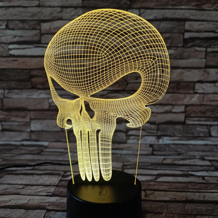 Koponya Punisher 7 színű 3D led lámpa