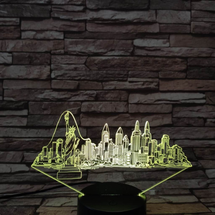 New York  7 színű 3D led lámpa