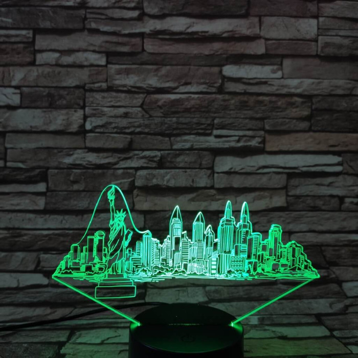 New York  7 színű 3D led lámpa