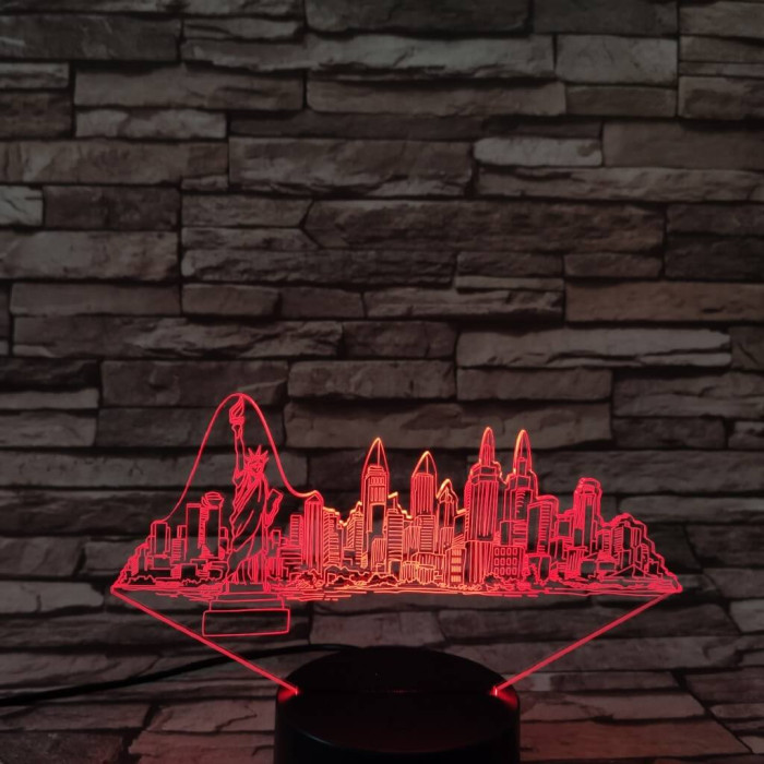 New York  7 színű 3D led lámpa