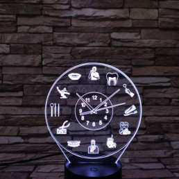 Fogorvos óra 7 színű 3D led lámpa