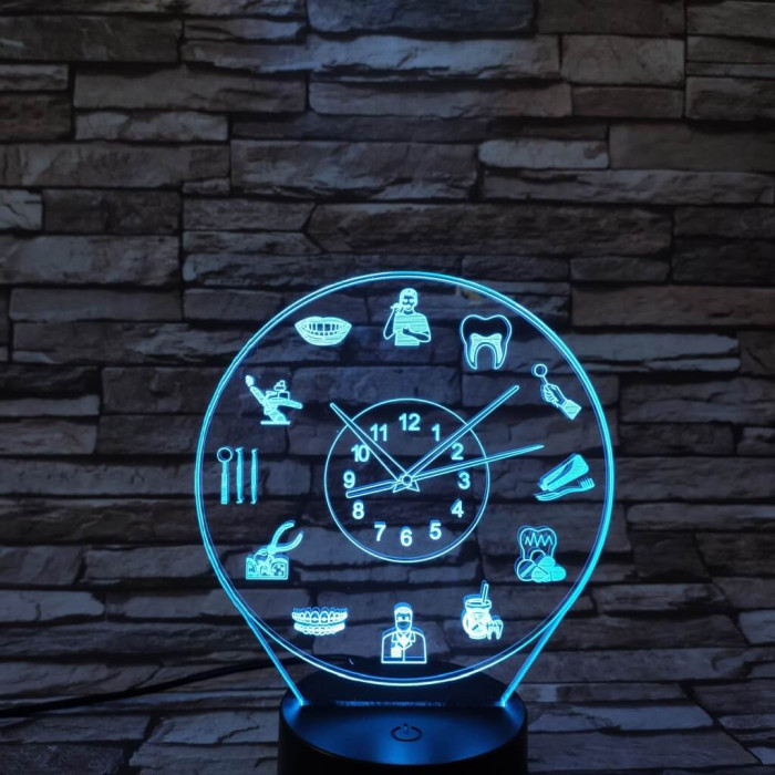 Fogorvos óra 7 színű 3D led lámpa