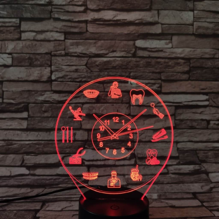 Fogorvos óra 7 színű 3D led lámpa