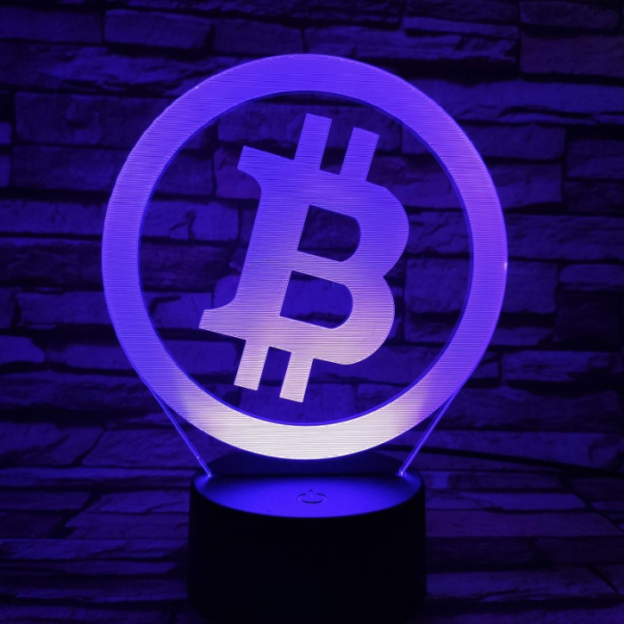 Bitcoin 7 színű 3D led lámpa