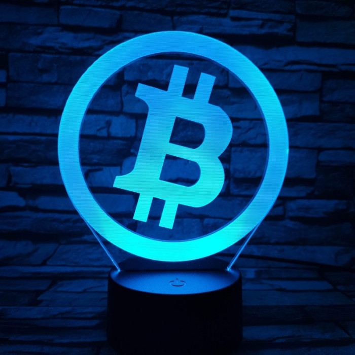 Bitcoin 7 színű 3D led lámpa