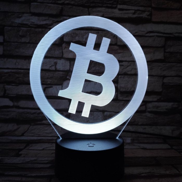 Bitcoin 7 színű 3D led lámpa