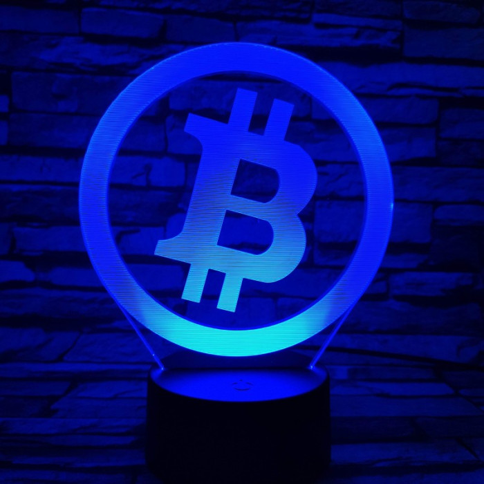 Bitcoin 7 színű 3D led lámpa