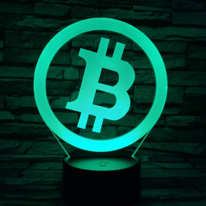 Bitcoin 7 színű 3D led lámpa