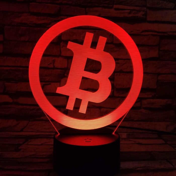 Bitcoin 7 színű 3D led lámpa
