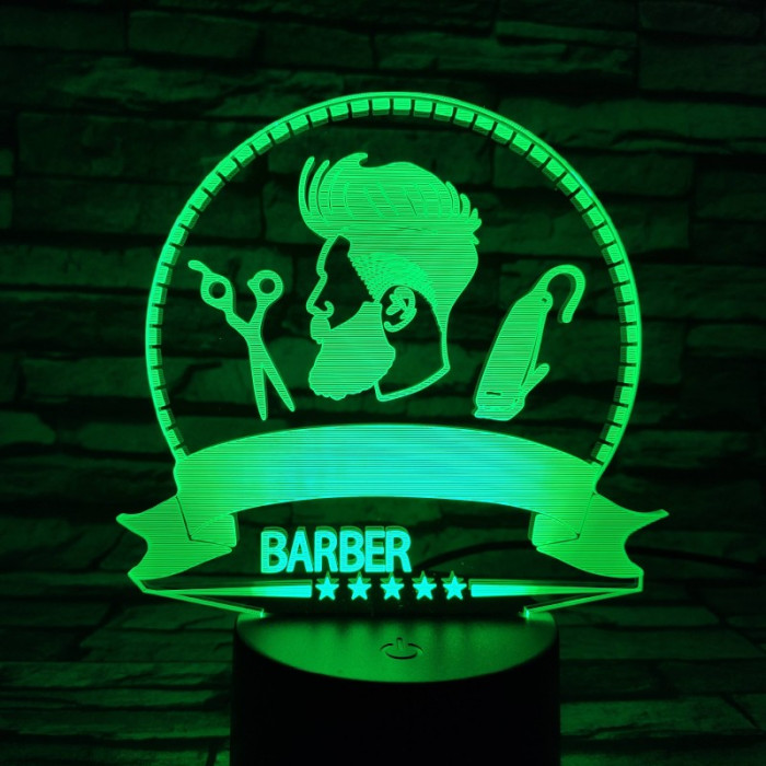 Barber Shop 7 színű 3D led lámpa