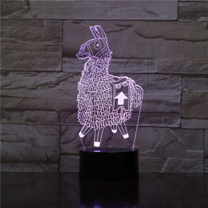 Láma 7 színű 3D led lámpa