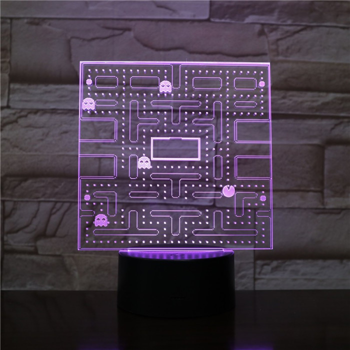 Packman  7 színű 3D led lámpa