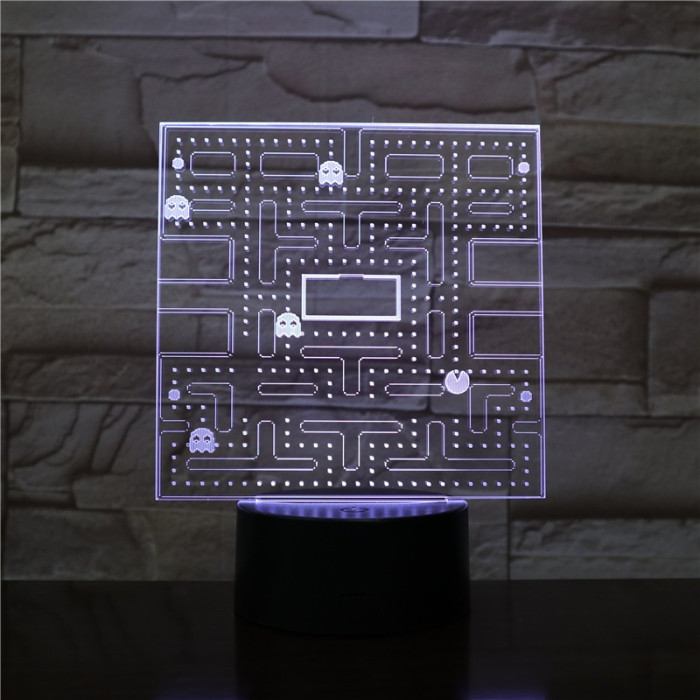 Packman  7 színű 3D led lámpa