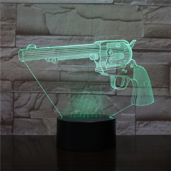 Pisztoly revolver  7 színű  3D led lámpa