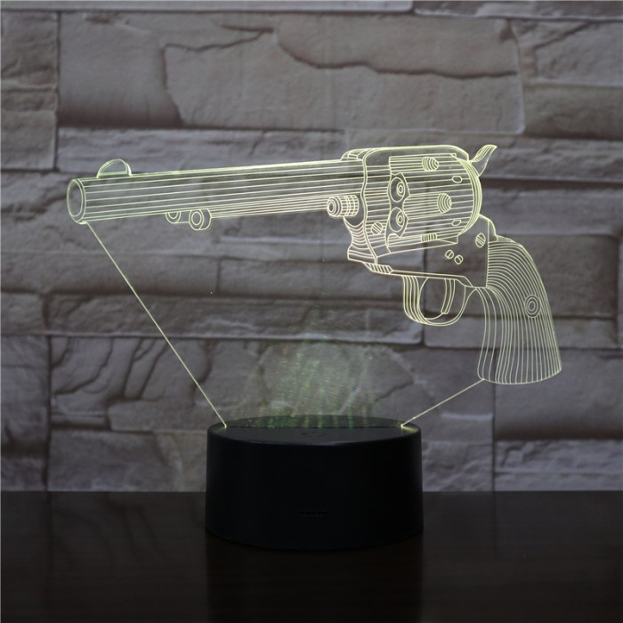 Pisztoly revolver  7 színű  3D led lámpa
