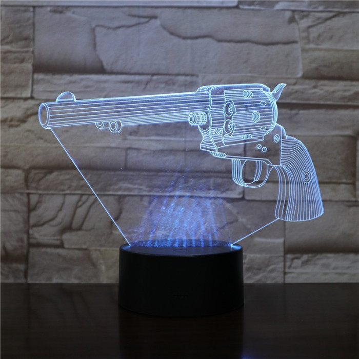 Pisztoly revolver  7 színű  3D led lámpa