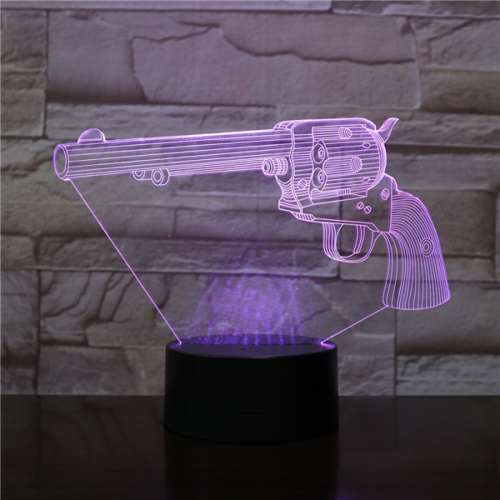 Pisztoly revolver  7 színű  3D led lámpa