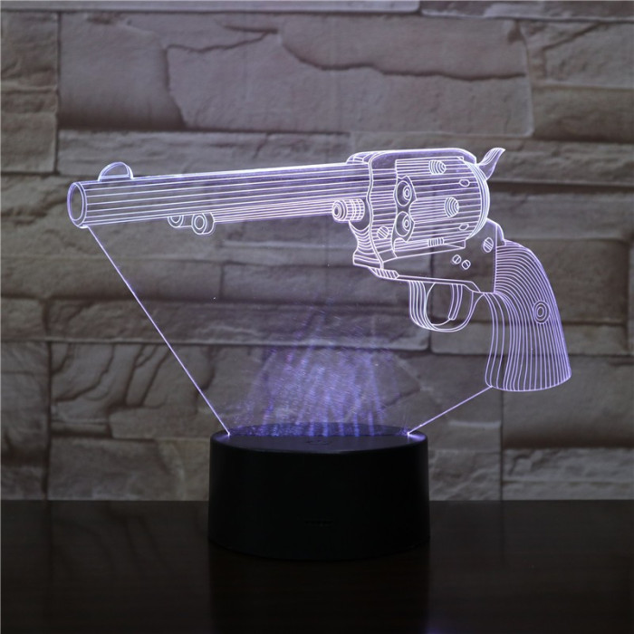 Pisztoly revolver  7 színű  3D led lámpa