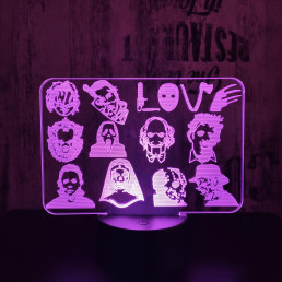 Horror Love 7 színű 3D led lámpa