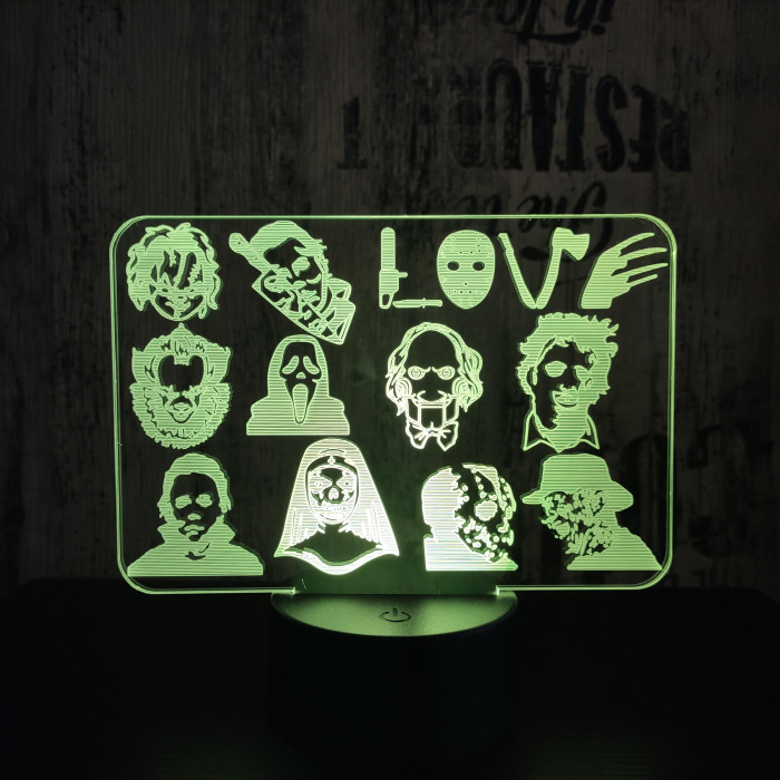 Horror Love 7 színű 3D led lámpa