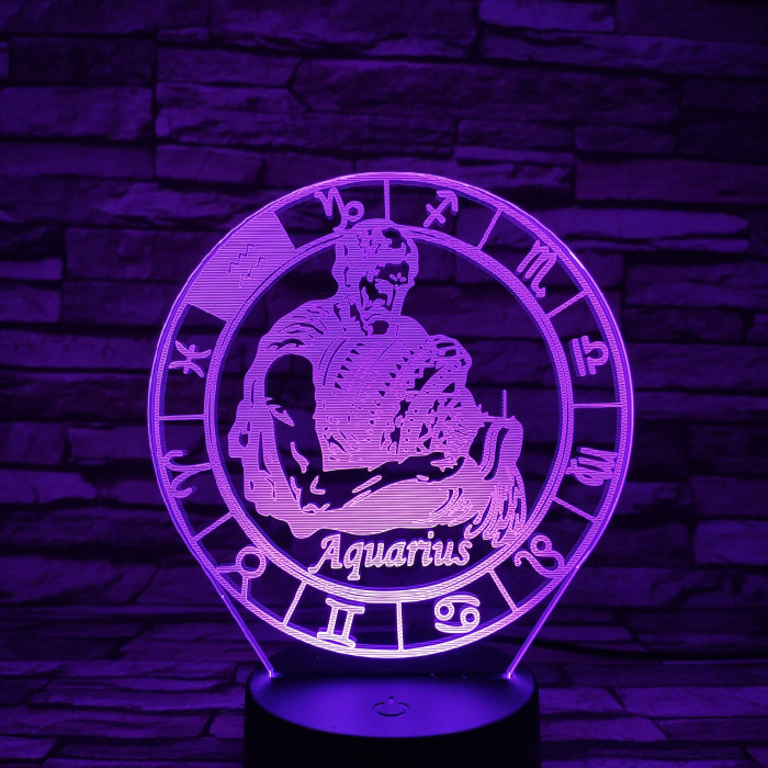 Vízöntő Horoszkóp 7 színű 3D led lámpa