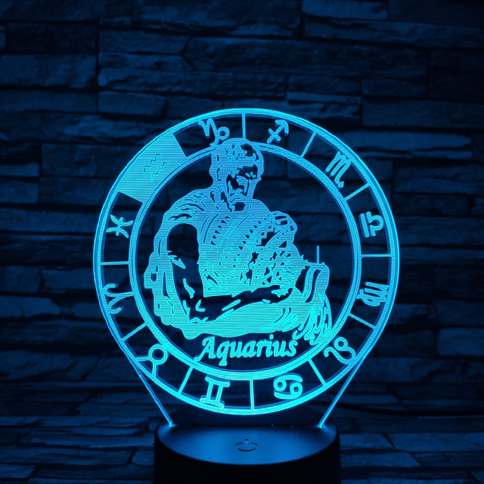 Vízöntő Horoszkóp 7 színű 3D led lámpa