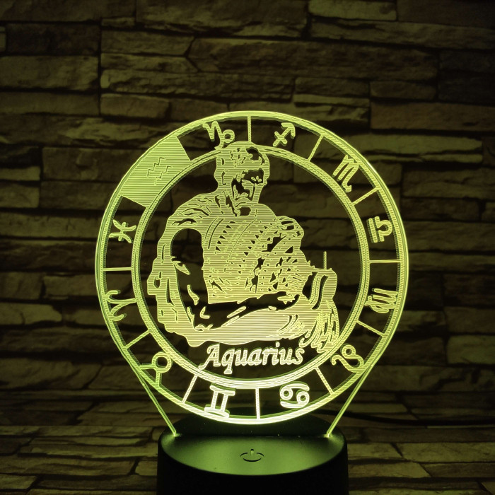 Vízöntő Horoszkóp 7 színű 3D led lámpa