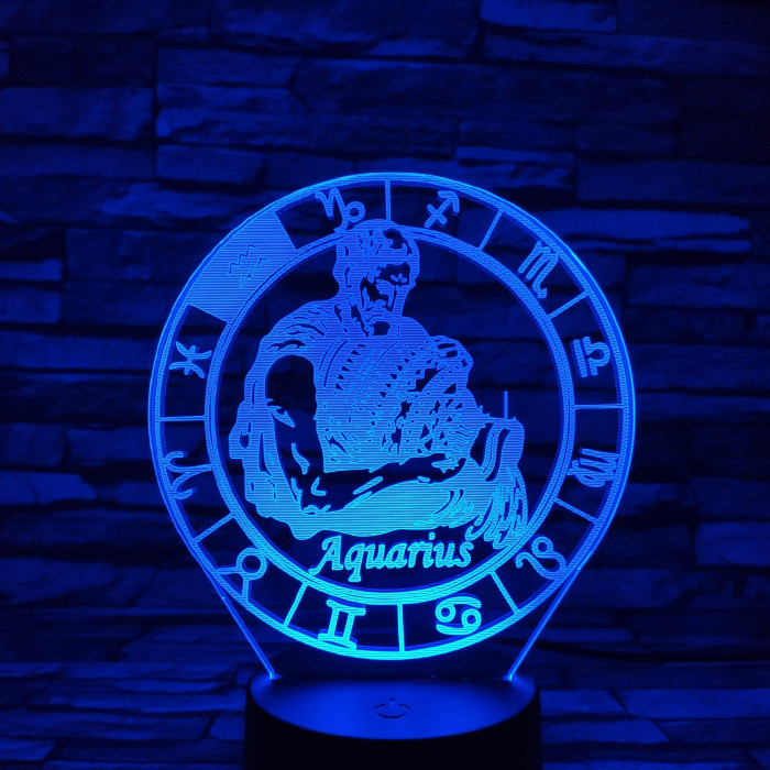 Vízöntő Horoszkóp 7 színű 3D led lámpa