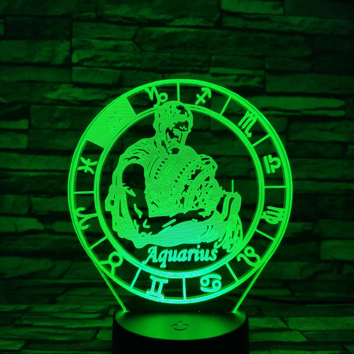 Vízöntő Horoszkóp 7 színű 3D led lámpa
