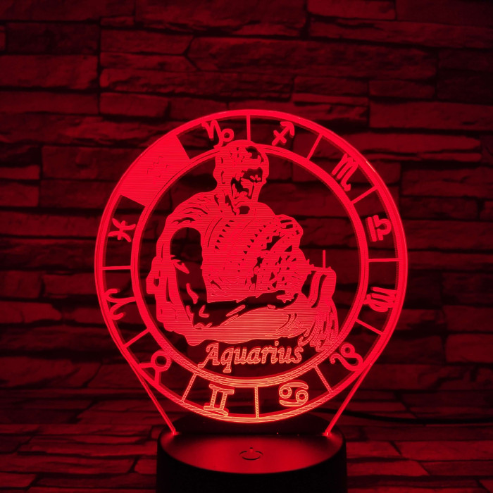 Vízöntő Horoszkóp 7 színű 3D led lámpa