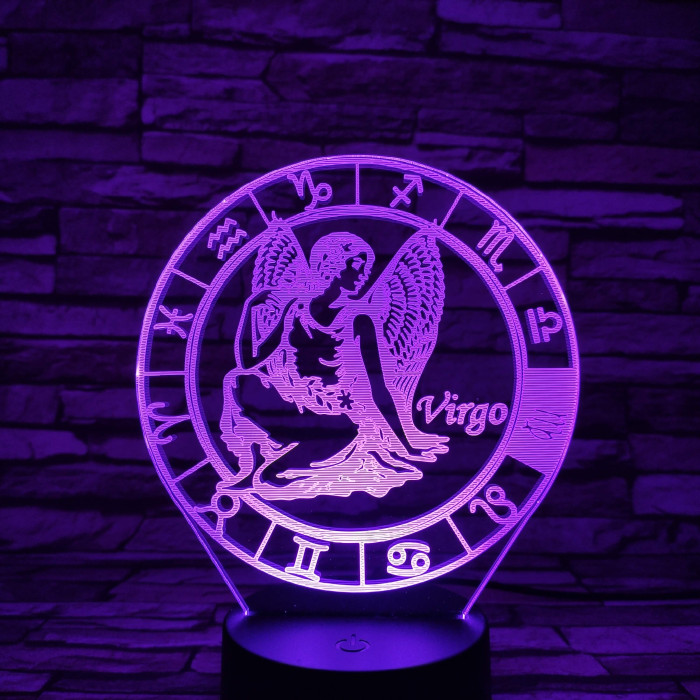 Szűz Horoszkóp 7 színű 3D led lámpa