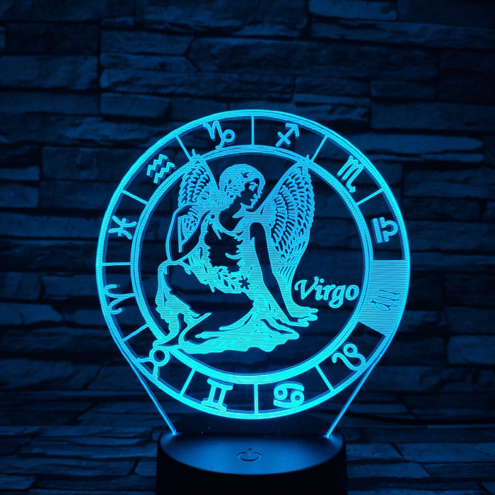 Szűz Horoszkóp 7 színű 3D led lámpa