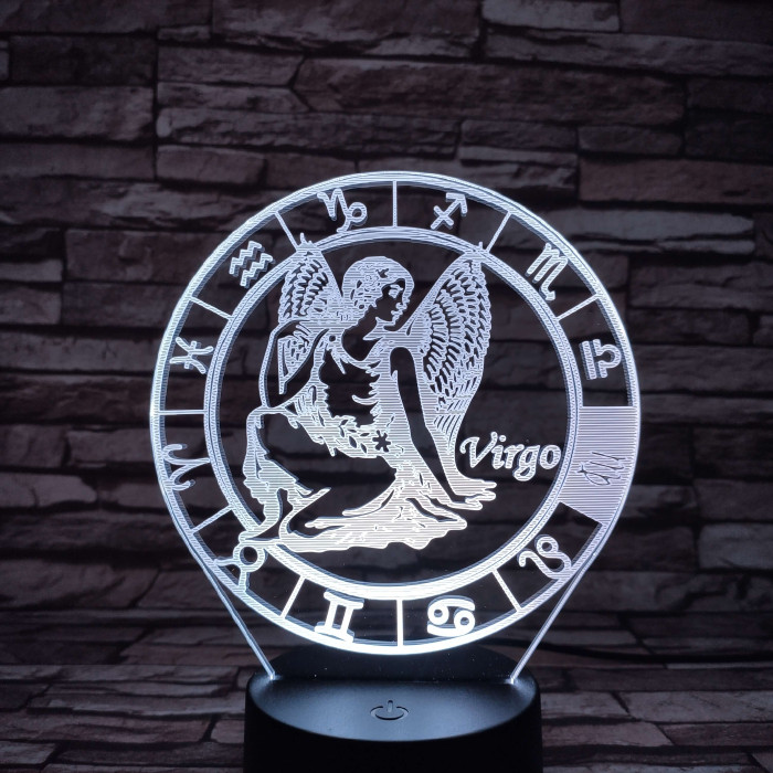 Szűz Horoszkóp 7 színű 3D led lámpa
