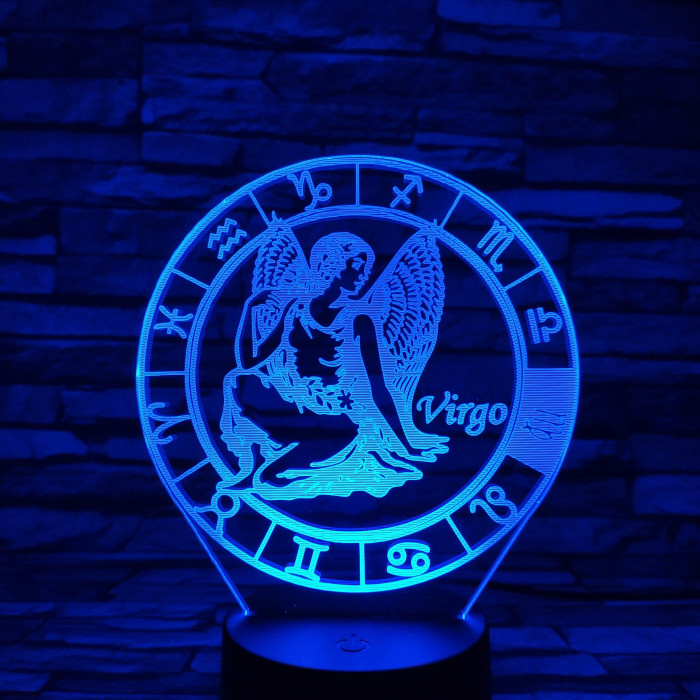 Szűz Horoszkóp 7 színű 3D led lámpa