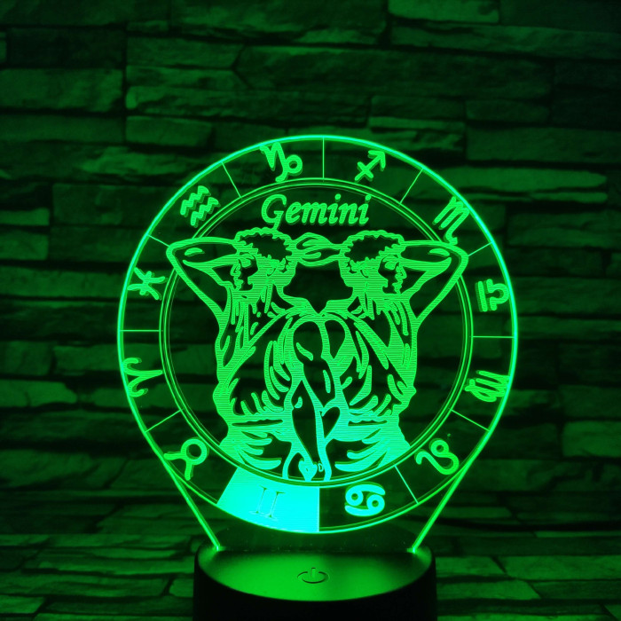 Ikrek Horoszkóp 7 színű 3D led lámpa