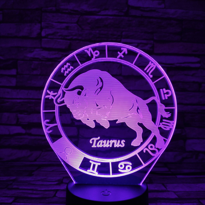 Bika Horoszkóp 7 színű 3D led lámpa
