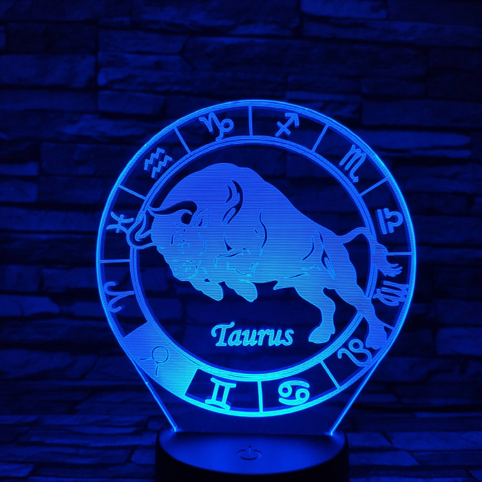 Bika Horoszkóp 7 színű 3D led lámpa