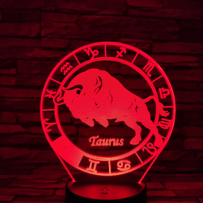 Bika Horoszkóp 7 színű 3D led lámpa