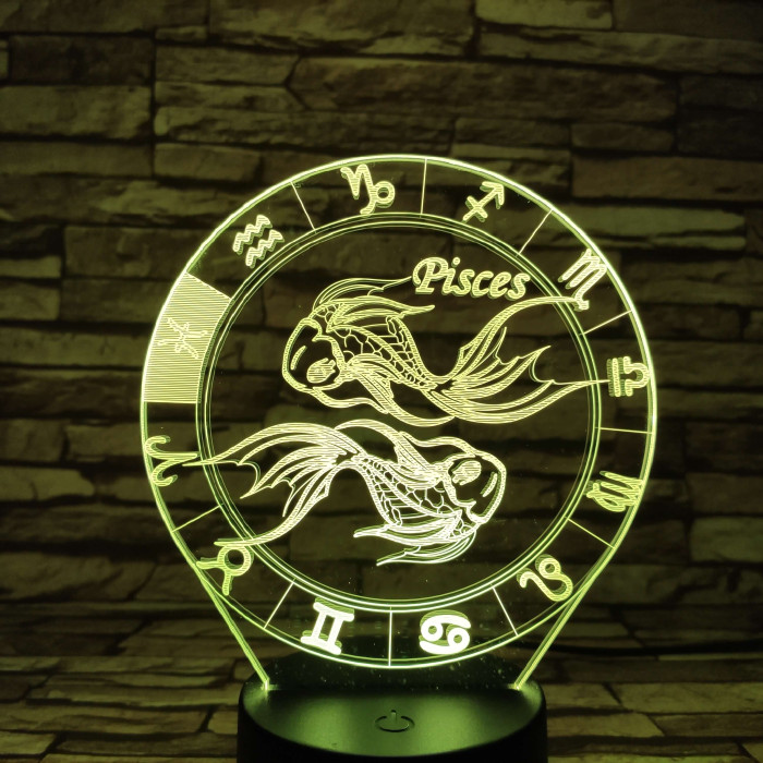 Halak Horoszkóp 7 színű 3D led lámpa