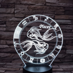 Halak Horoszkóp 7 színű 3D led lámpa