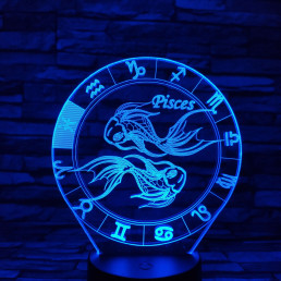 Halak Horoszkóp 7 színű 3D led lámpa